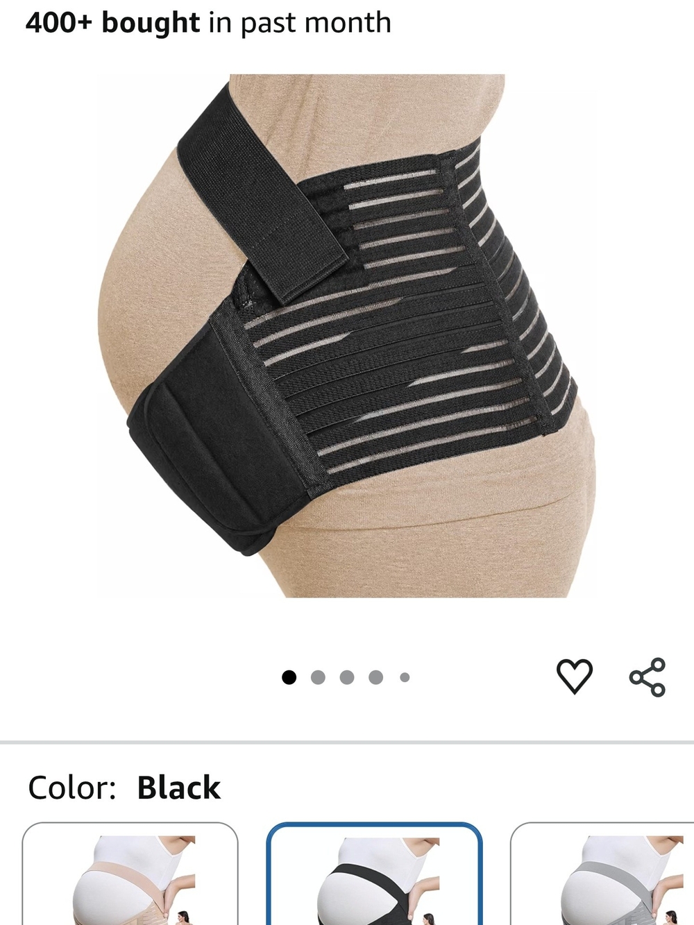 Black Maternity Support Belt with Adjustable Belly Strap
